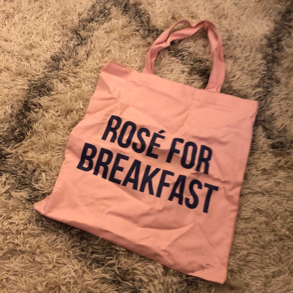 Rose for Breakfast Pink Canvas Tote